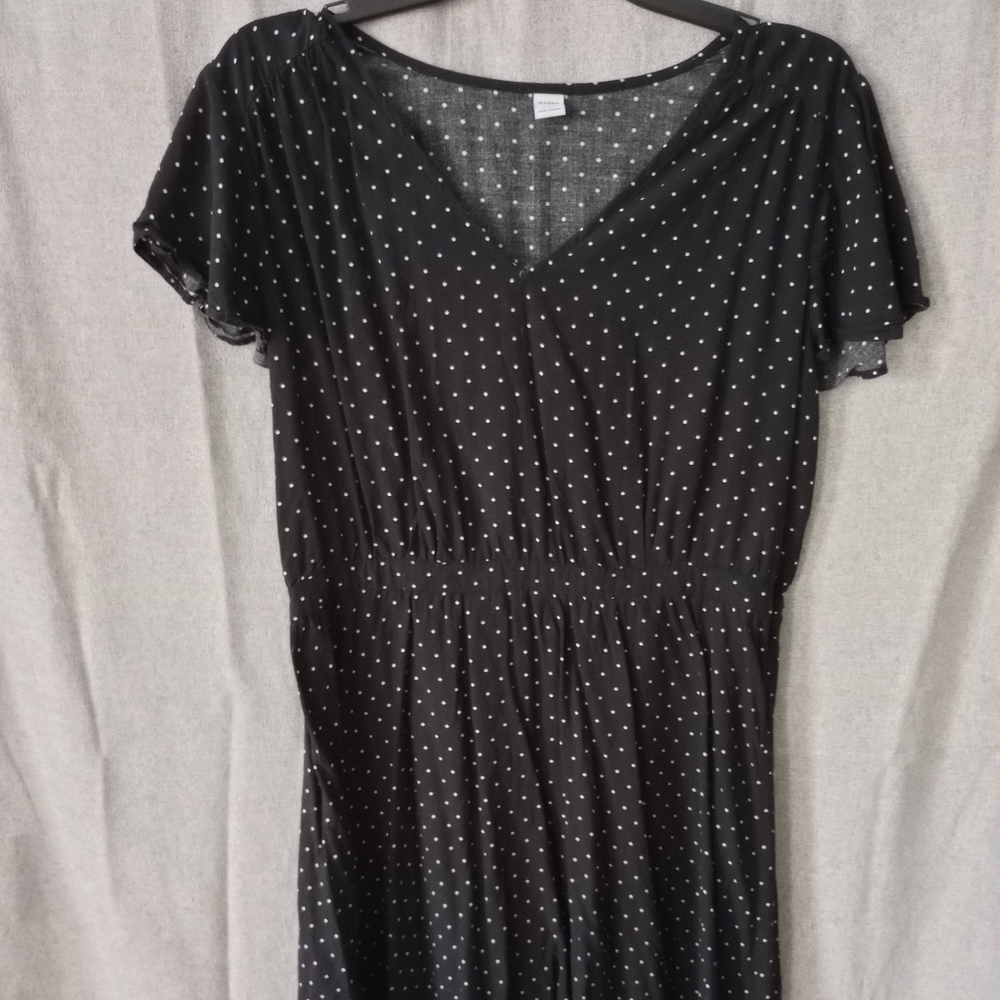 Old Navy Black Polka Dot Dress - Size L